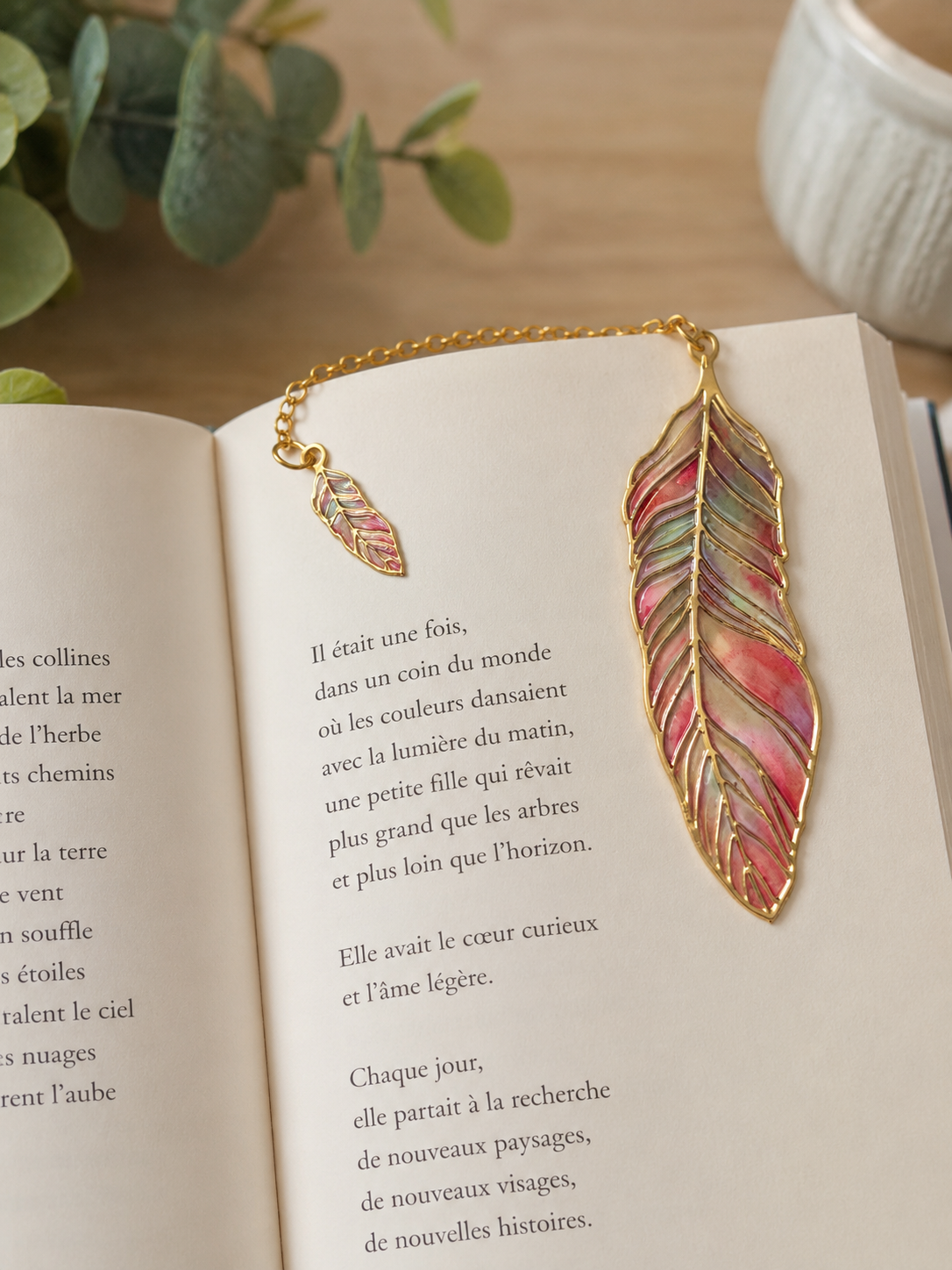 Marque pages plume