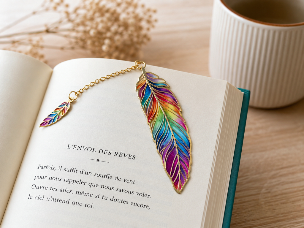Marque pages plume