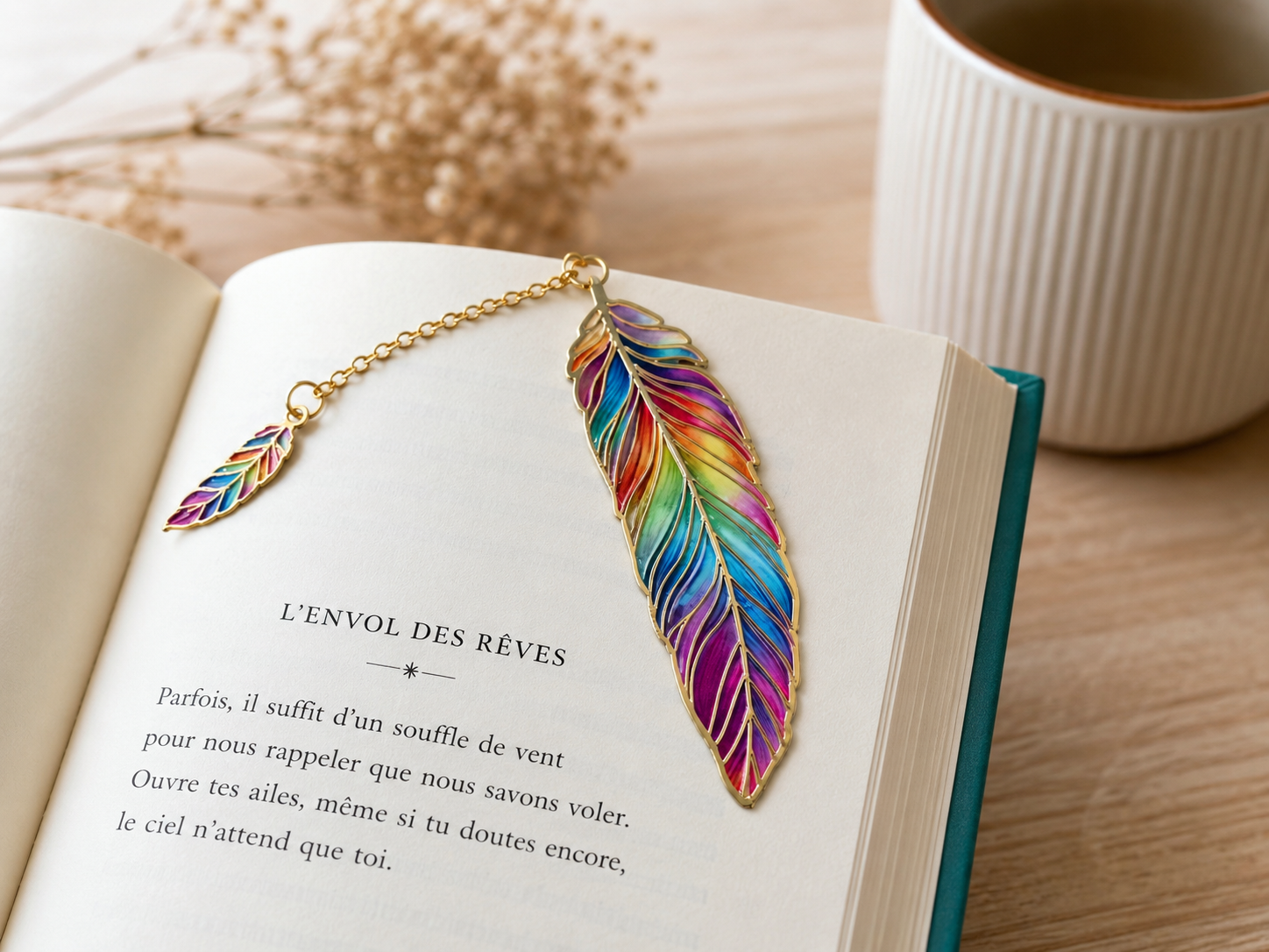 Marque pages plume