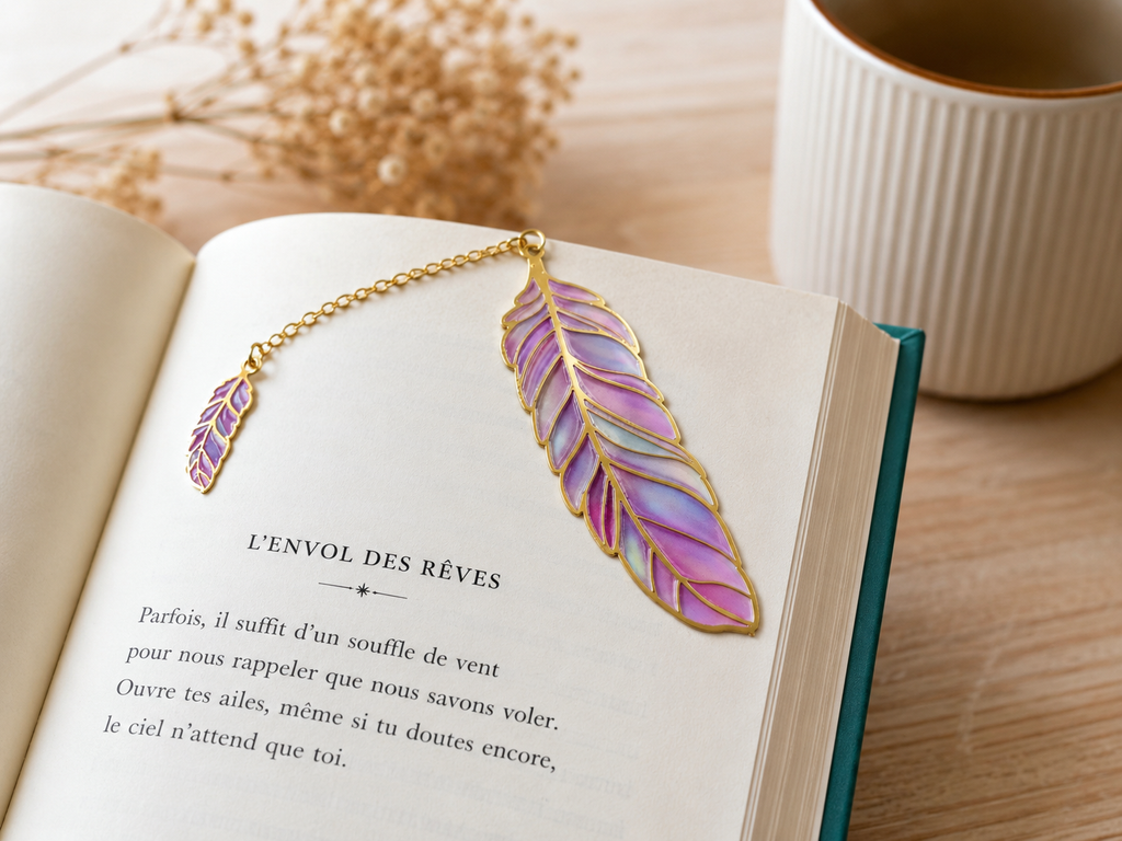 Marque pages plume