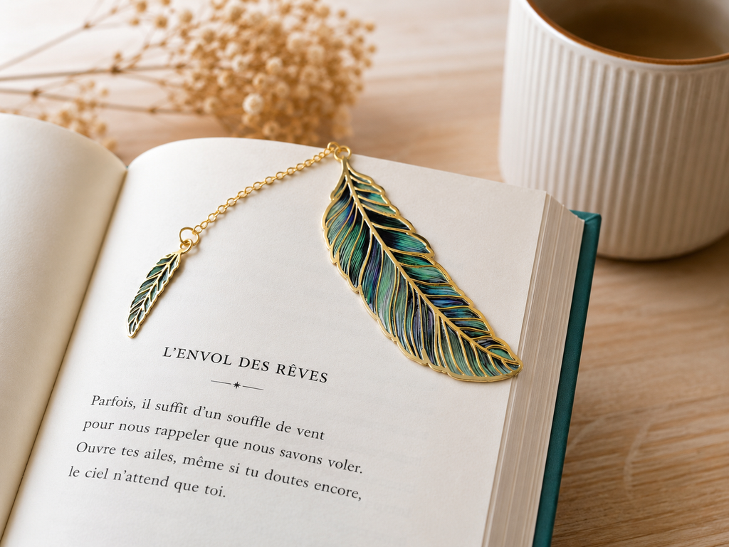 Marque pages plume