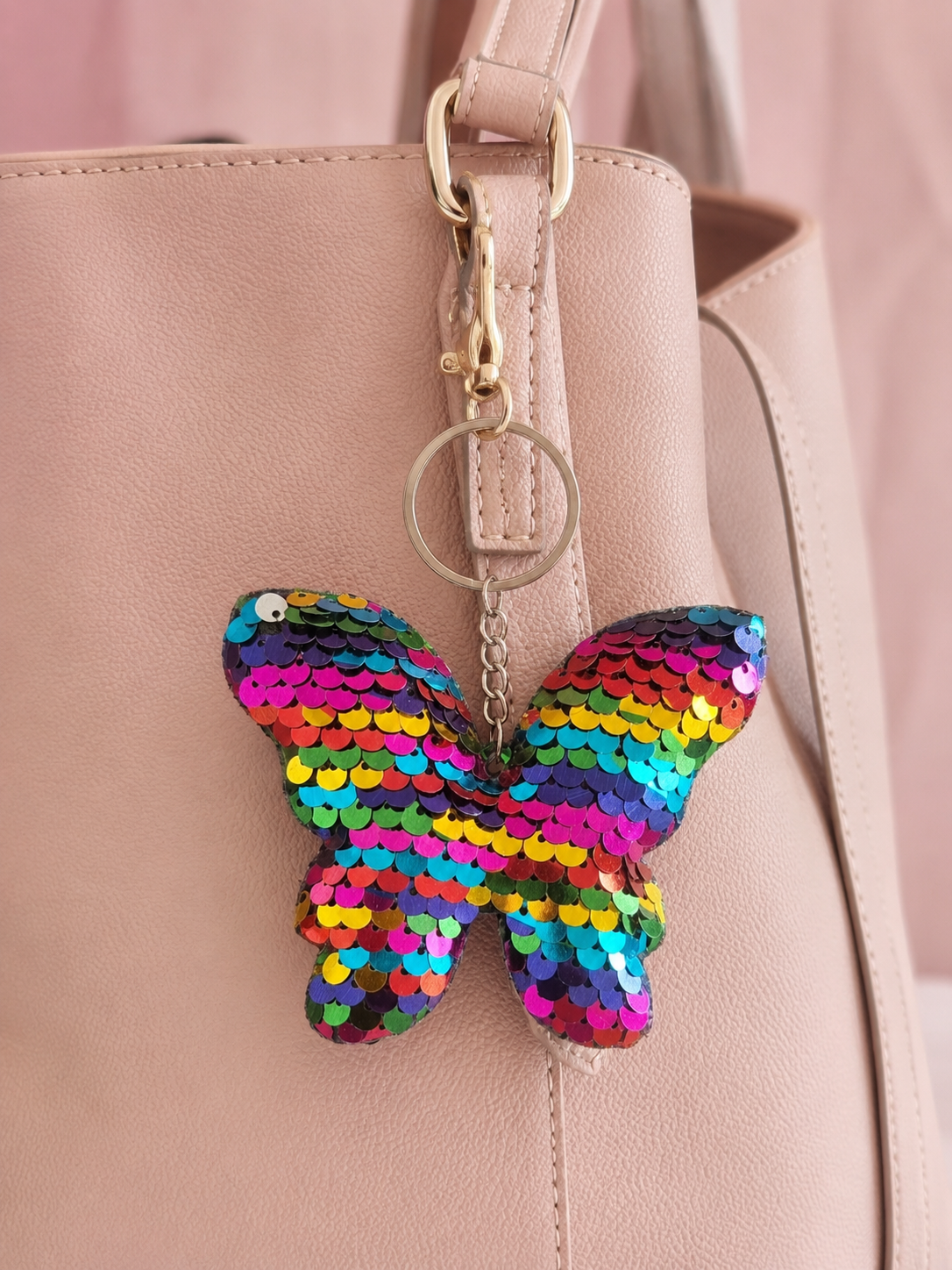 Porte clef sequin papillon