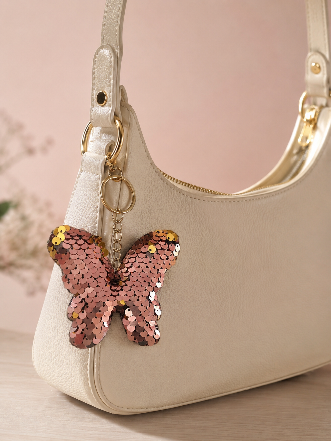 Porte clef sequin papillon