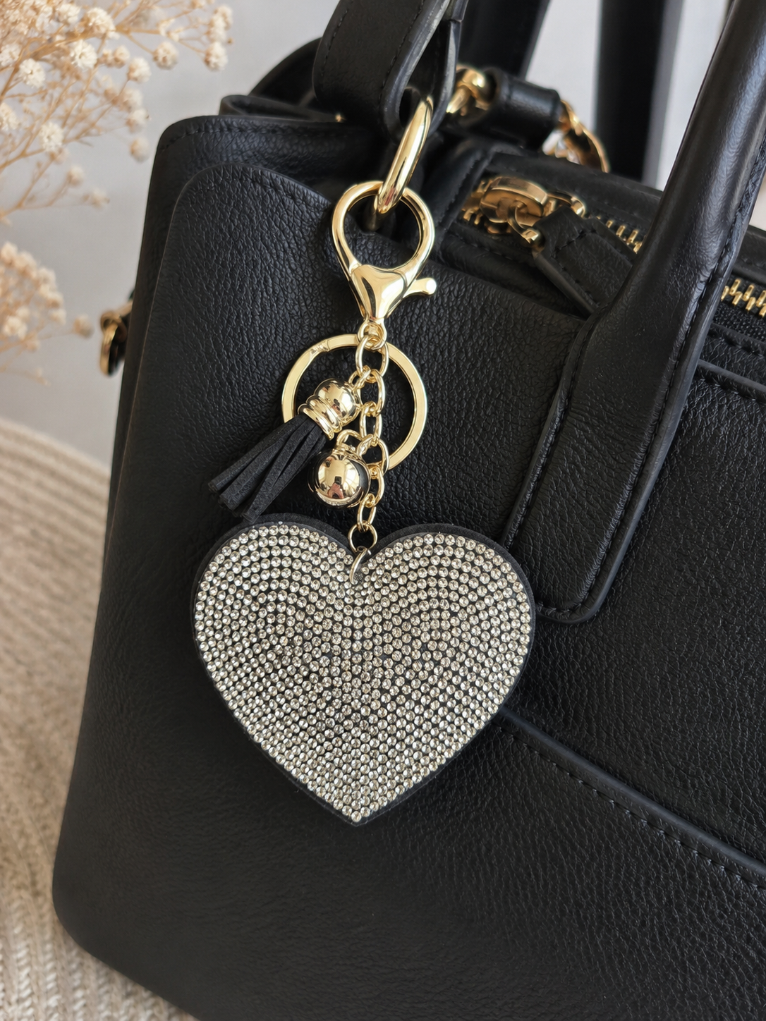 Porte clef coeur strass