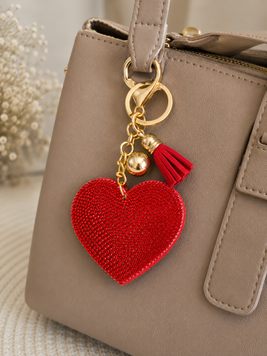 Porte clef coeur strass