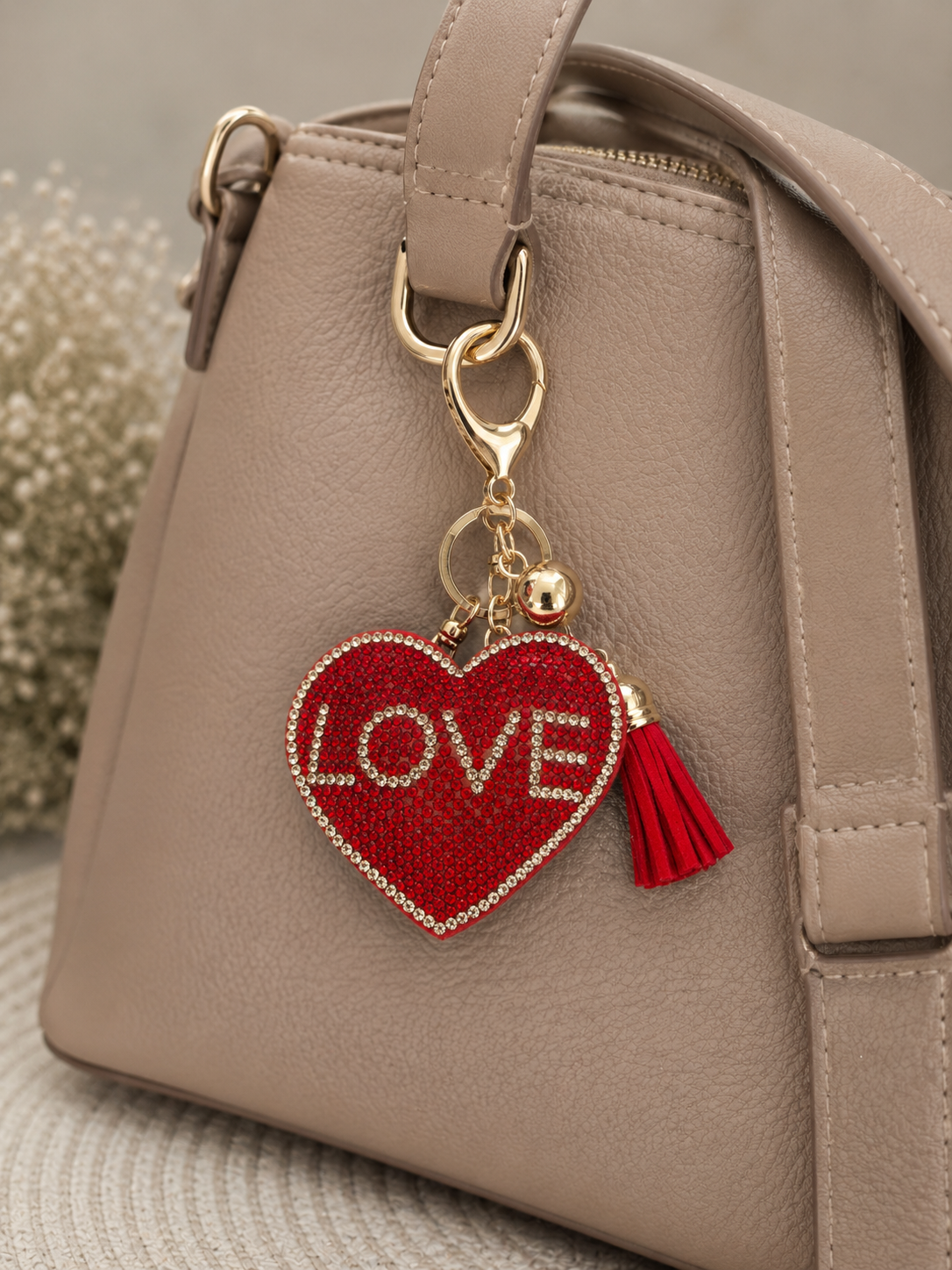Porte clef strass coeur love