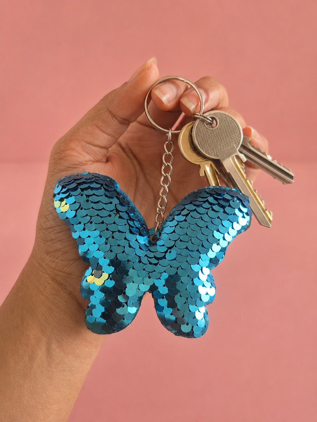 Porte clef sequin papillon