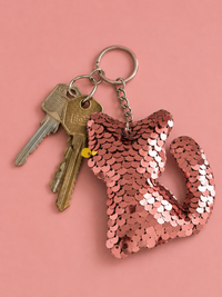 Porte clef chat sequin