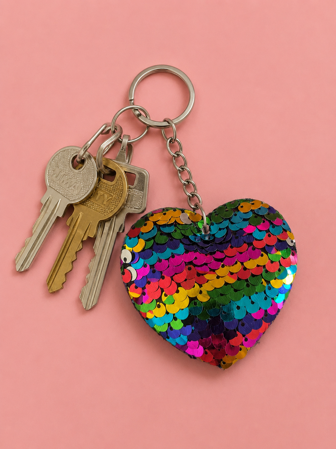 Porte clef coeur sequin