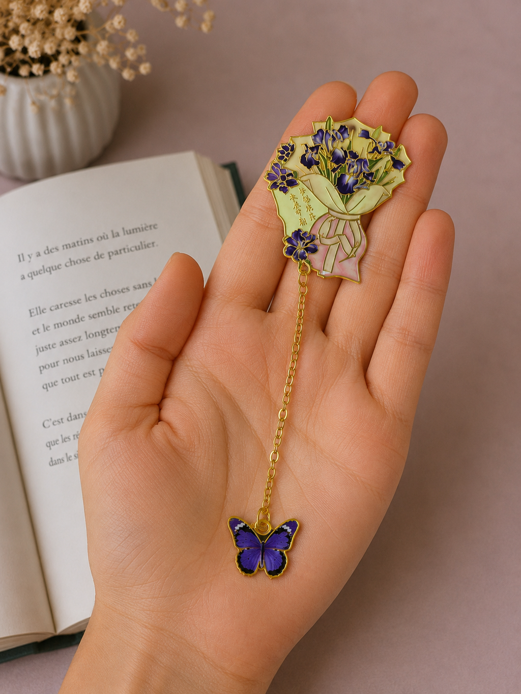 Marque page bouquet fleur