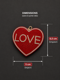 Porte clef strass coeur love