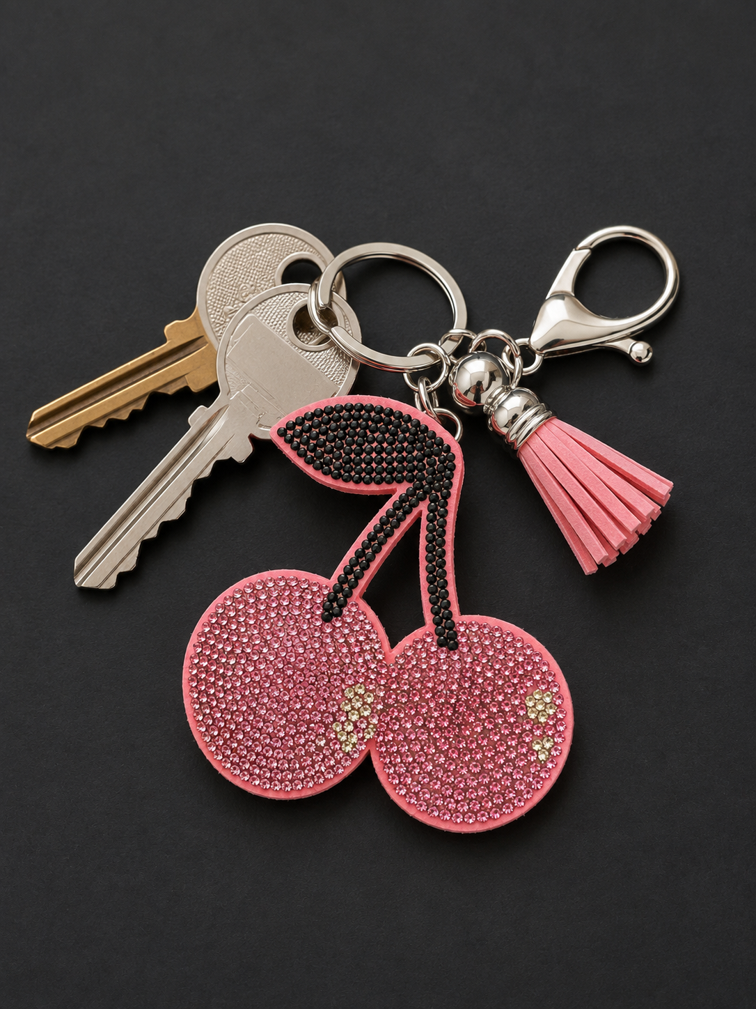 Porte clef strass cerise