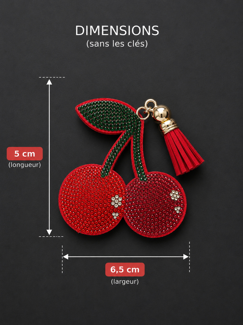 Porte clef strass cerise