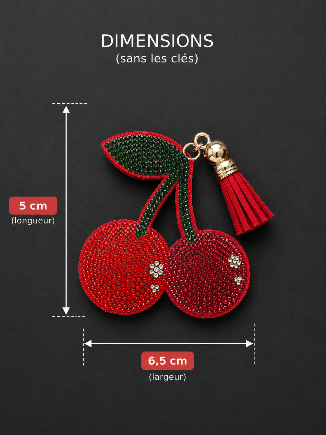 Porte clef strass cerise