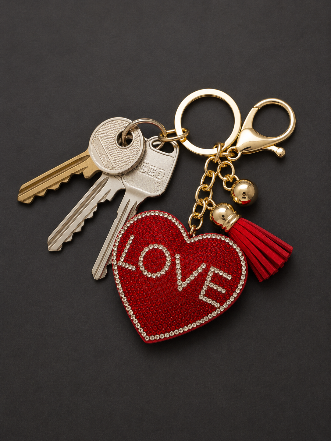 Porte clef strass coeur love
