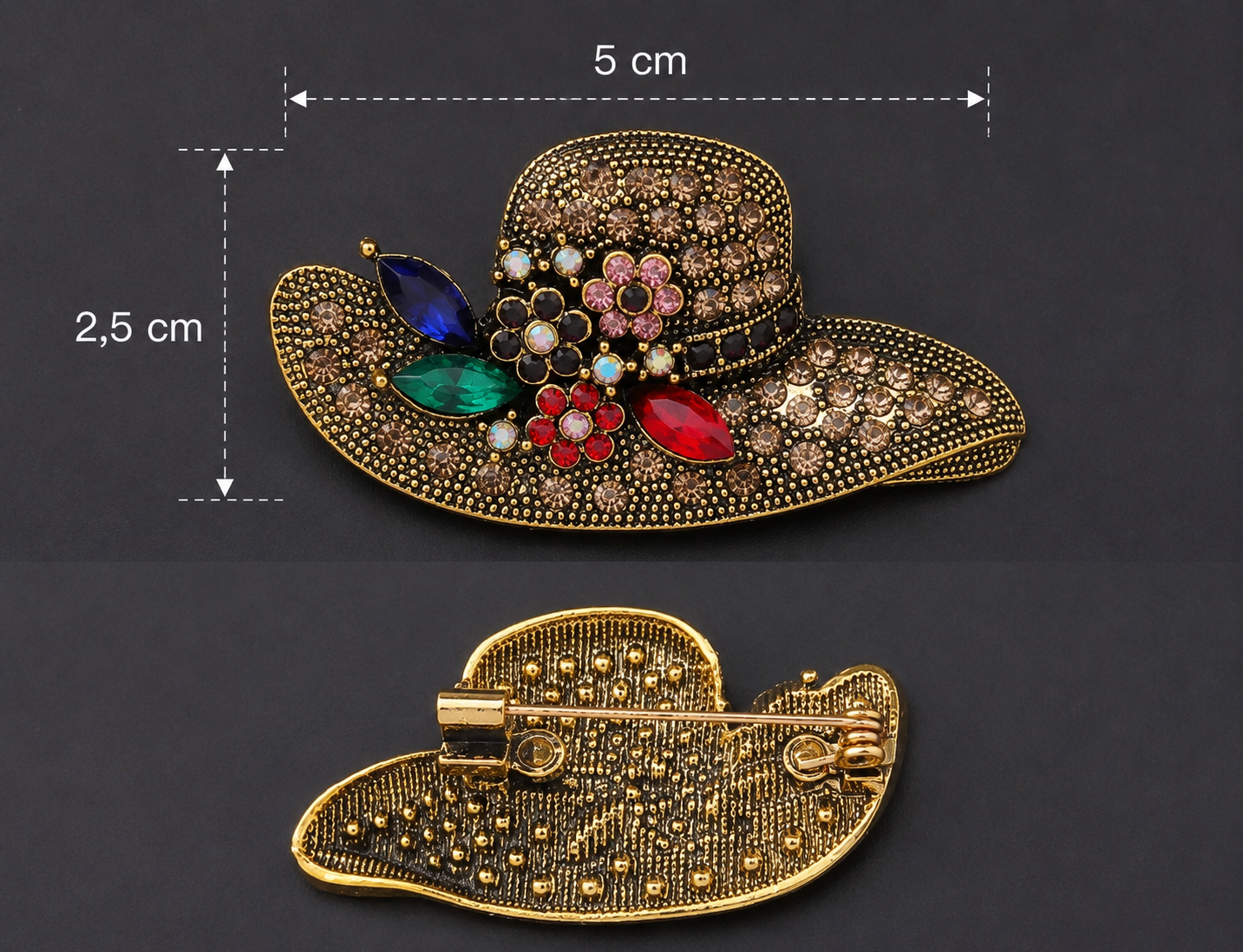 Broche dore chapeaux