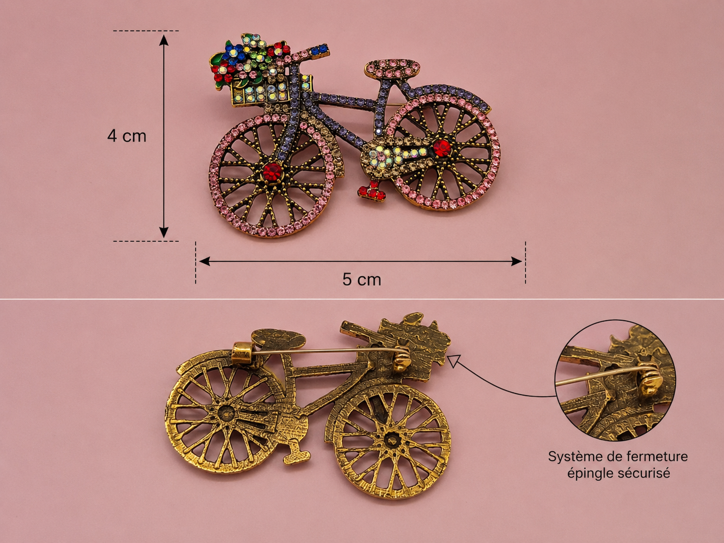 Broche strass velo