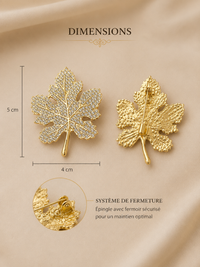 Broche feuille strass