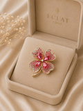 Broche trefle strass rose