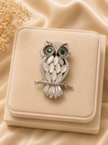 Broche hiboux argent strass